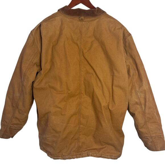 Vintage Canvas Chore Coat Mens XL Insulated Heavy Duck Cotton Workwear Tan - Picture 4 of 14